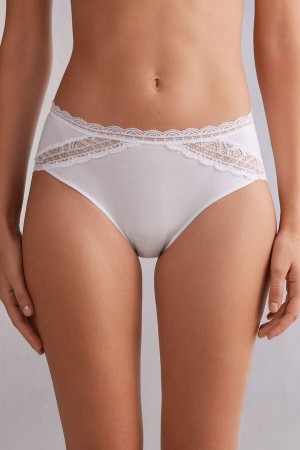 Intimissimi Semi-high Rise Bomull And Blonder Panties Hvite | SN-ITMSM57631