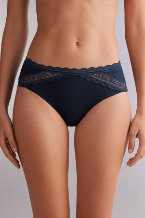 Intimissimi Semi-high Rise Bomull And Blonder Panties Blå | SN-ITMSM57634
