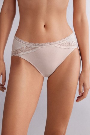 Intimissimi Semi-high Rise Bomull And Blonder Panties Beige | SN-ITMSM57637