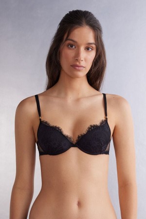 Intimissimi Sensual Flowers Bellissima Push-up Bra Svarte | SN-ITMSM57321