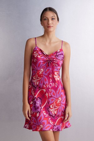 Intimissimi Sensual Flowers Viscose Satin Chemise Rosa | SN-ITMSM57833
