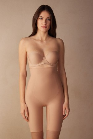 Intimissimi Shaping Shorts In Seamless Microfiber Beige | SN-ITMSM57684