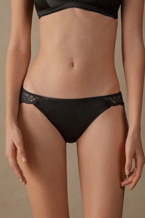 Intimissimi Silk And Blonder Briefs Svarte | SN-ITMSM57542