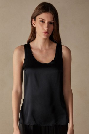 Intimissimi Silk And Modal Tank Top Svarte | SN-ITMSM57960