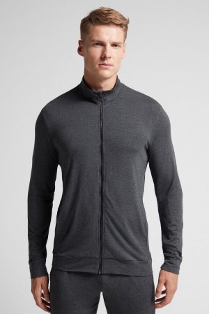 Intimissimi Silk And Modal Zip-up Sweatshirt Grå | SN-ITMSM58664
