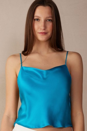Intimissimi Silk Crop Camisole Blå | SN-ITMSM57976