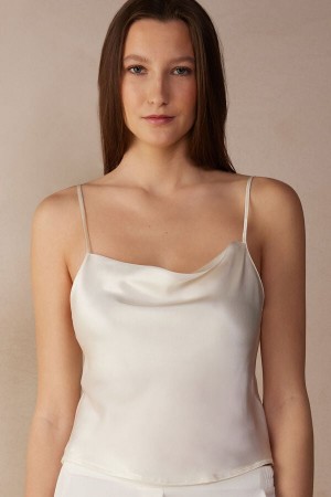 Intimissimi Silk Crop Camisole Hvite | SN-ITMSM57974