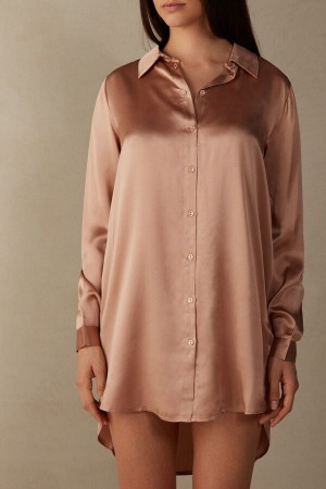 Intimissimi Silk Shirt Beige | SN-ITMSM58058