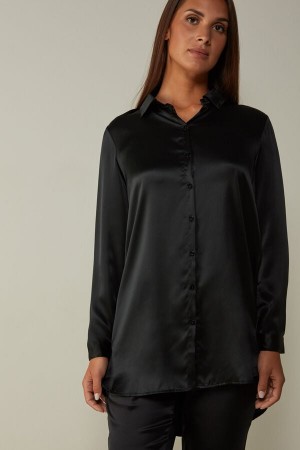 Intimissimi Silk Shirt Svarte | SN-ITMSM58056