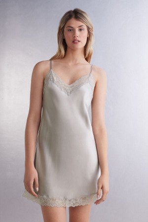 Intimissimi Silk Slip With Blonder Insert Detail Grå | SN-ITMSM57829