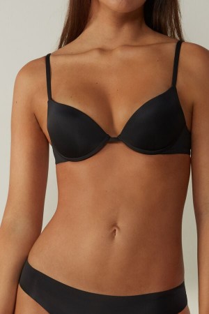 Intimissimi Simona Microfiber Super Push-up Bra Svarte | SN-ITMSM56720