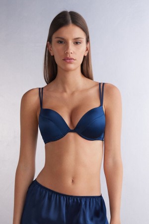 Intimissimi Simona Super Push-up Bra In Silk Blå | SN-ITMSM56774