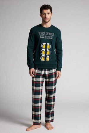 Intimissimi Six Pack Full Length Bomull Pajamas Grønn | SN-ITMSM58714