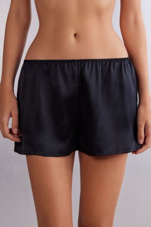 Intimissimi Smooth Silk-satin Shorts Svarte | SN-ITMSM58313