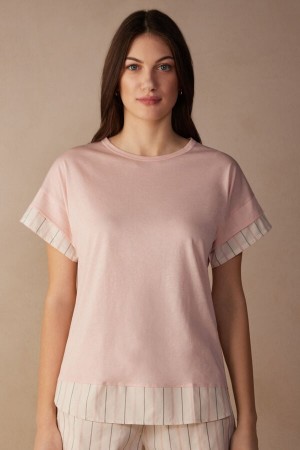 Intimissimi Soft Spring Kort Sleeve Bomull T-shirt Rosa | SN-ITMSM58341