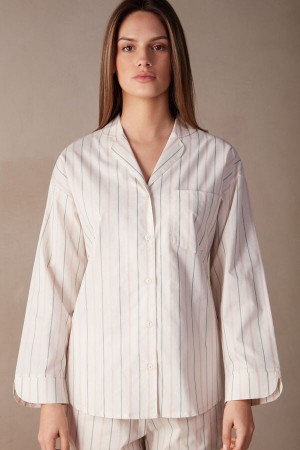 Intimissimi Soft Spring Long Sleeve Button-up Shirt Hvite | SN-ITMSM58249