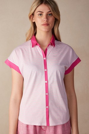 Intimissimi Strawberry Milkshake Kort Sleeve Top In Supima® Ultrafresh Bomull Rosa | SN-ITMSM58345