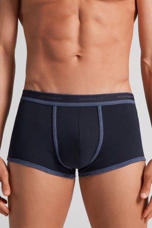 Intimissimi Stretch Supima® Bomull Bokser Shorts With Logo Detail Blå | SN-ITMSM58472