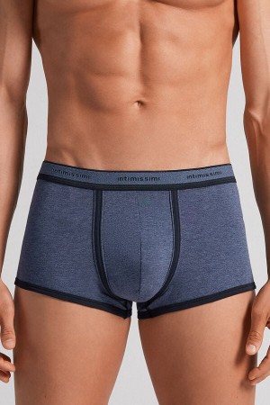 Intimissimi Stretch Supima® Bomull Bokser Shorts With Logo Detail Blå | SN-ITMSM58486