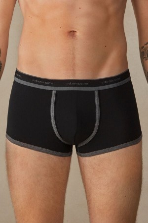 Intimissimi Stretch Supima® Bomull Bokser Shorts With Logo Detail Svarte | SN-ITMSM58487