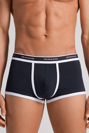 Intimissimi Stretch Supima® Bomull Bokser Shorts With Logo Detail Blå | SN-ITMSM58488
