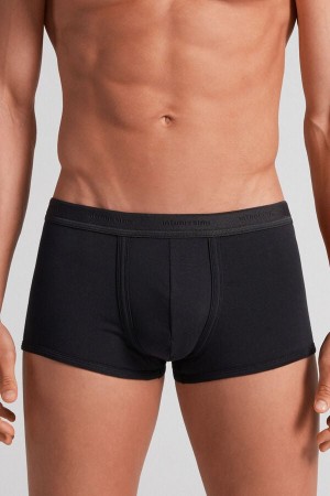 Intimissimi Stretch Supima® Bomull Bokser Shorts With Logo Detail Svarte | SN-ITMSM58496