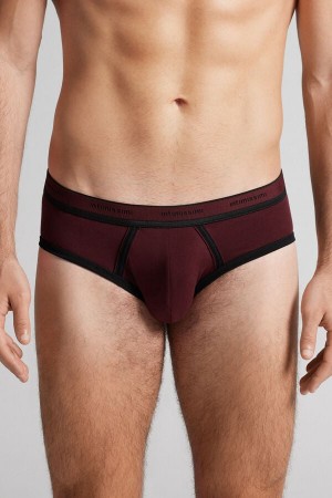 Intimissimi Stretch Supima® Bomull Brief With Logo Detail Burgunder | SN-ITMSM58579
