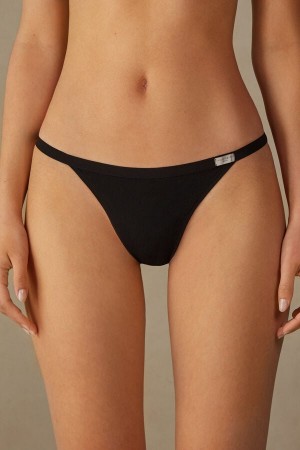 Intimissimi String Thong In Bomull Svarte | SN-ITMSM57726