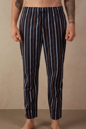 Intimissimi Stripete Full Length Pants In Plain-weave Bomull Blå | SN-ITMSM58760
