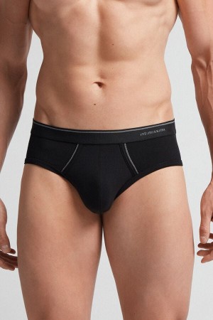 Intimissimi Supima Bomull Briefs With Visible Elastic Svarte | SN-ITMSM58548