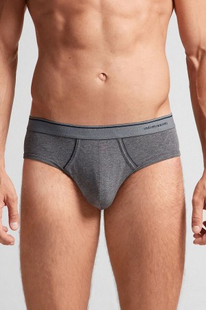 Intimissimi Supima Bomull Briefs With Visible Elastic Mørke Grå | SN-ITMSM58549