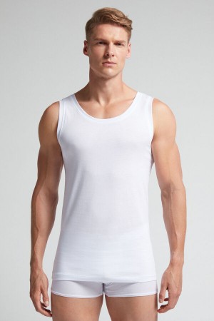 Intimissimi Supima Bomull Crew Neck Tank Top Hvite | SN-ITMSM58610