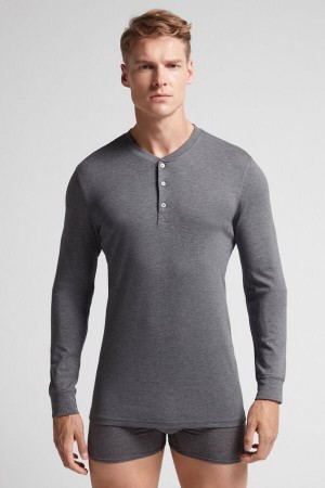 Intimissimi Supima Interlock Long-sleeve Top Mørke Grå | SN-ITMSM58738
