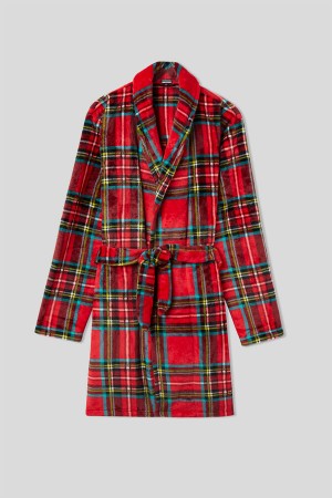 Intimissimi Tartan Print Fleece Robe Rød | SN-ITMSM58773