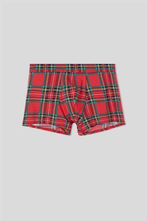 Intimissimi Tartan Print Microfiber Boxers Rød | SN-ITMSM58533