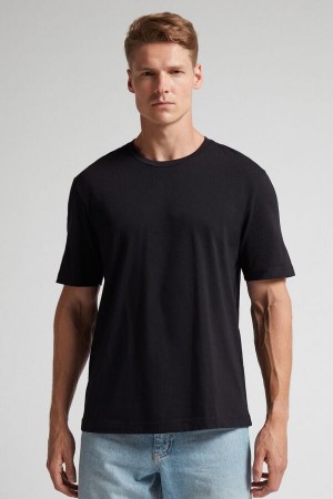 Intimissimi T-shirt In Bomull Jersey Svarte | SN-ITMSM58752