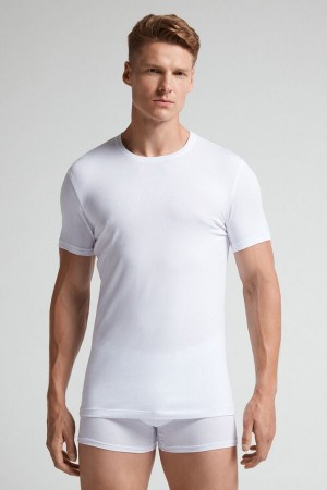Intimissimi T-shirt In Stretch Supima® Bomull Hvite | SN-ITMSM58586