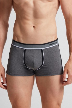 Intimissimi Two-tone Boxers In Stretch Supima® Bomull Svarte | SN-ITMSM58464