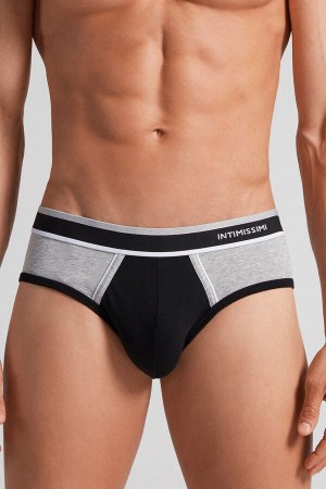 Intimissimi Two-tone Stretch Supima® Bomull Briefs Svarte | SN-ITMSM58555