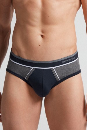 Intimissimi Two-tone Stretch Supima® Bomull Briefs Blå | SN-ITMSM58556