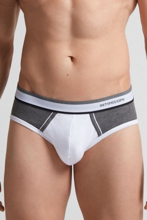 Intimissimi Two-tone Stretch Supima® Bomull Briefs Grå | SN-ITMSM58557