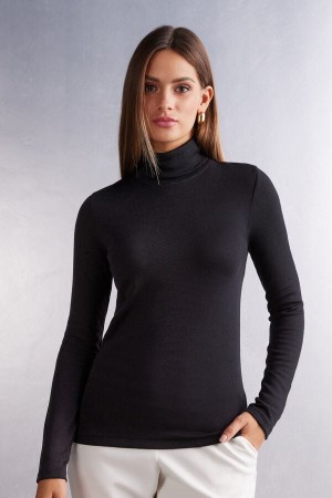 Intimissimi Ull & Bomull Long Sleeve High Collar Top | SN-ITMSM58123