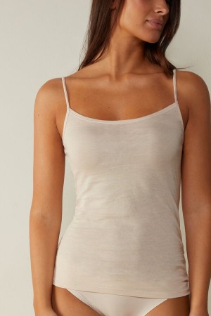 Intimissimi Ultrafresh Supima® Bomull Vest Top Beige | SN-ITMSM57932