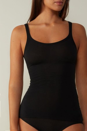 Intimissimi Ultralight Supima® Bomull Top Svarte | SN-ITMSM57943