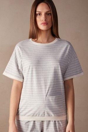 Intimissimi Vanlige Sunday Kort Sleeve Top Hvite | SN-ITMSM58340