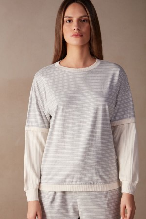 Intimissimi Vanlige Sunday Long Sleeve Top Hvite | SN-ITMSM58245