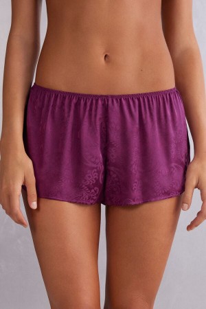 Intimissimi Velvet Paisley Satin Jacquard Shorts Lilla | SN-ITMSM58391